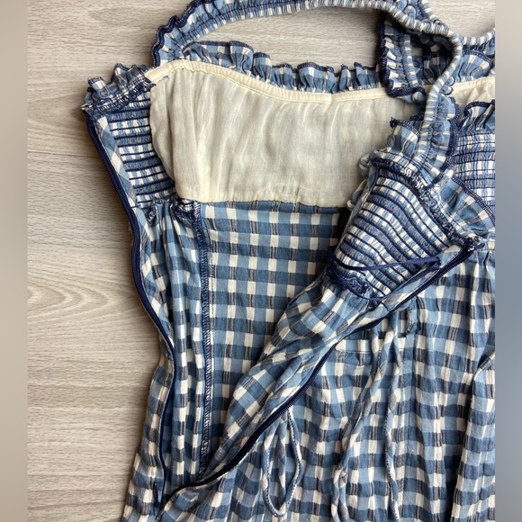 Free People Lucinda Plaid Midi Dress Size XS Square Neck Pleated - Picture 12 of 16